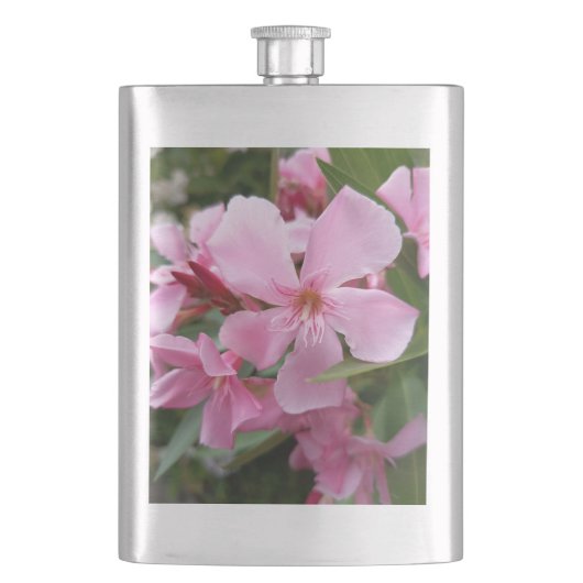 Roze Oleander Bloem Fles | Elegante Botanische Heu Flacon (Voorkant)