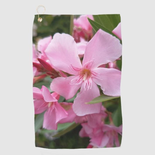 Roze Oleander Bloem Golf Handdoek (Voorkant)