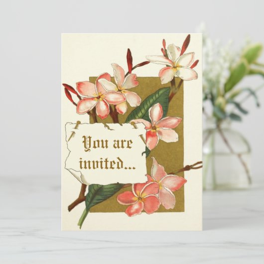  roze oleander bloemen huwelijksuitnodiging kaart (Staand voorkant)