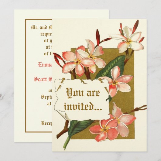 roze oleander bloemen huwelijksuitnodiging kaart (Voorkant / Achterkant)