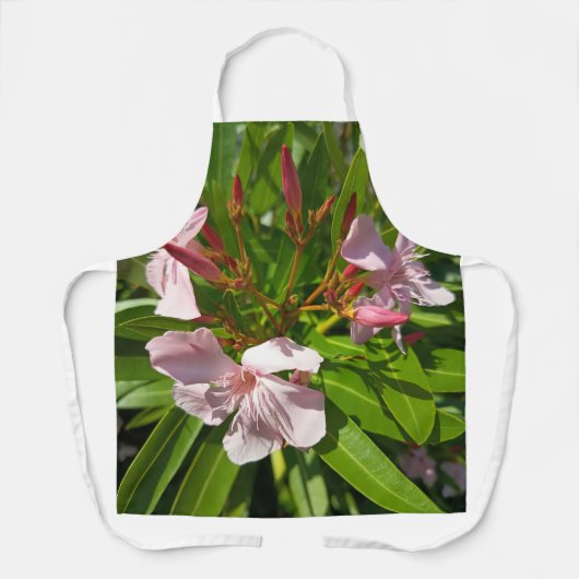 Roze Oleander Bloementuin Schort Botanische Keuken (Voorkant)