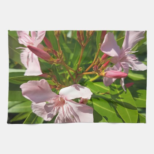 Roze Oleander Bloemige Keukenhanddoek Botanische T (Horizontaal)