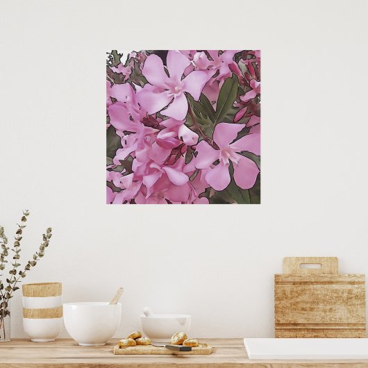 Roze Oleander Roos Laurel Black - Overzicht (Keuken)