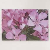 Roze Oleander Roos Laurel Black - Overzicht Legpuzzel (Horizontaal)