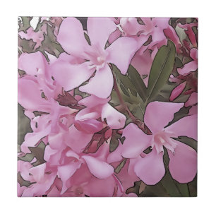 Roze Oleander Roos Laurel Black - Overzicht Tegeltje