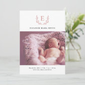 Roze oliage met foto geboorteaankondiging kaart (Staand voorkant)