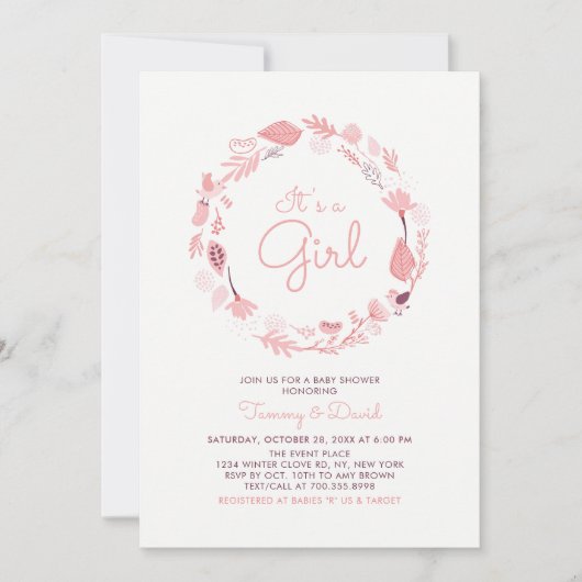 Roze olie | Uitnodiging tot Baby shower van Cute G (Voorkant)