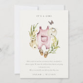 Roze oliefabrieken Girl Baby Aankondiging (Voorkant)