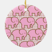  roze oliefabrieken op roze speldenpatroon keramisch ornament (Achterkant)