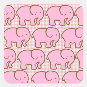  roze oliefabrieken op roze speldenpatroon vierkante sticker