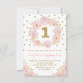  roze olieval 1e eerste verjaardag kaart (Voorkant)