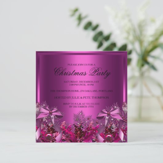  roze olievlek & kerstfeest Uitnodigen Kaart (Staand voorkant)