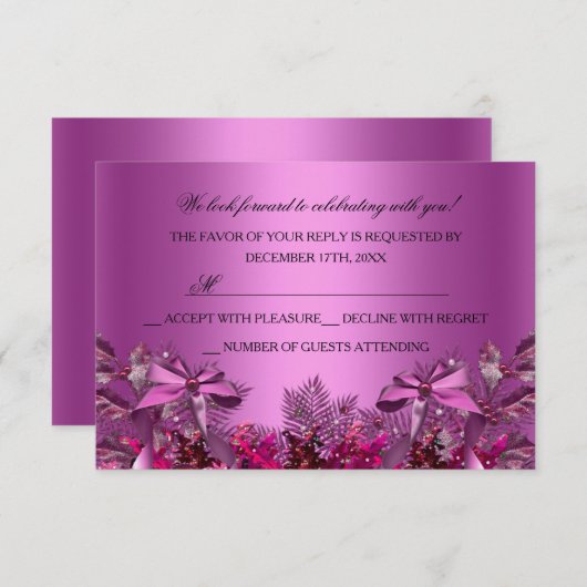 roze olievlek & kerstfeestdag RSVP Kaart (Voorkant / Achterkant)