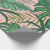 Roze olievlek Tropische Monstera Leaves Cadeaupapier (Hoek)