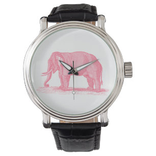  roze olifant 1800s Illustratie olifanten Horloge