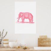  roze olifant 1800s Illustratie olifanten Poster (Keuken)