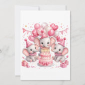 Roze Olifant 3e Verjaardag Kaart (Achterkant)