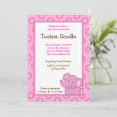 Roze olifant 5x7 Baby shower Uitnodiging (Staand voorkant)