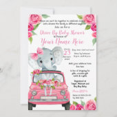 Roze olifant aangedreven door Baby shower Rozen me Kaart (Voorkant)