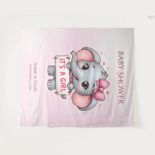 Roze Olifant Achtergrond Wandkleed (Voorkant (horizontaal))