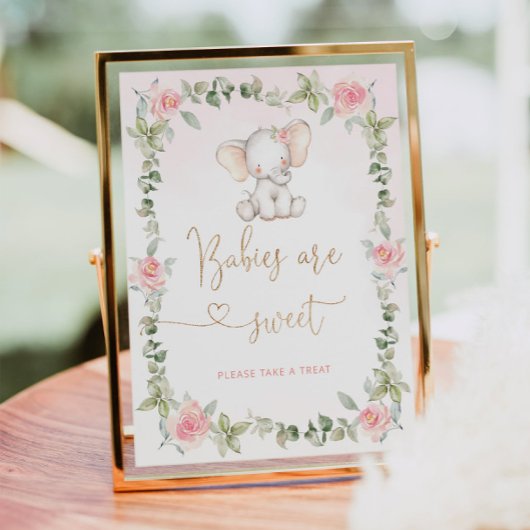 Roze olifant Babies zijn een zoet Poster