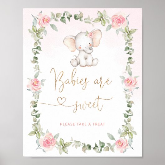 Roze olifant Babies zijn een zoet Poster (Voorkant)