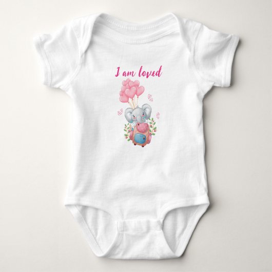 Roze olifant baby body | Ik word liefdevol Romper (Voorkant)