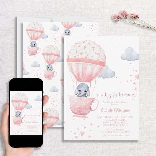Roze olifant Baby breekt Baby shower Kaart