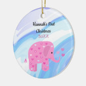 Roze olifant Baby Eerste Kerstmis Keramisch Ornament (Links)