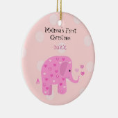 Roze olifant Baby Eerste Kerstmis Keramisch Ornament (Rechts)
