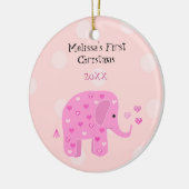 Roze olifant Baby Eerste Kerstmis Keramisch Ornament (Links)