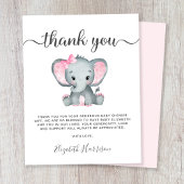 Roze olifant Baby Girl Shower Bedankkaart
