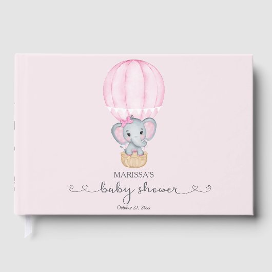 Roze olifant Baby Girl Shower Gastenboek (Voorkant)