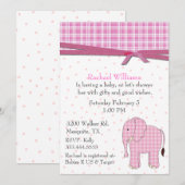 Roze olifant Baby Girl Shower Kaart (Voorkant / Achterkant)