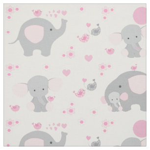 Roze olifant Baby Girl Stof