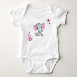 Roze olifant baby meisje bodysuit