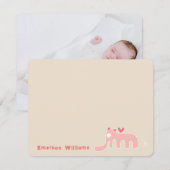 Roze Olifant Baby Meisje Custom Dank u Kaart Notitiekaartje (Voorkant / Achterkant)