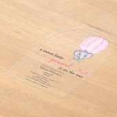 Roze Olifant Baby Meisje Douche Arch Acryl Uitnodigingen (Laagn)