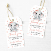 Roze olifant baby meisje douche dank u labels cadeaulabel