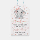 Roze olifant baby meisje douche dank u labels cadeaulabel (Voorkant)