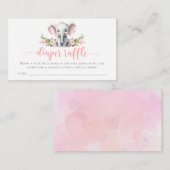 Roze Olifant Baby Meisje Douche Luier Raffle Informatiekaartje (Voorkant / Achterkant)