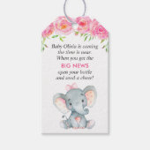 Roze Olifant Baby Meisje Douche Mini Fles Favor Cadeaulabel (Voorkant)