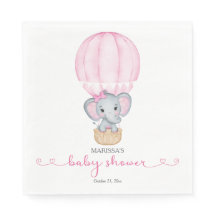 Roze Olifant Baby Meisje Douche Papier Servet