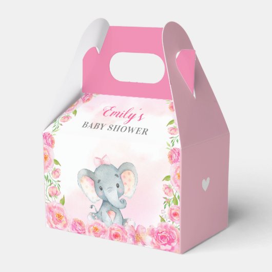 Roze Olifant Baby Meisje Douche Sprinkle Gast Gift Bedankdoosjes (Voorkant Zijde)
