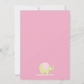 Roze Olifant Baby Meisje Foto Aankondiging Kaart (Achterkant)
