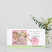 Roze olifant baby meisje geboorte aankondiging (Staand voorkant)