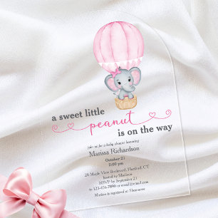 Roze Olifant Baby Meisje Shower Boog Acryl Uitnodigingen