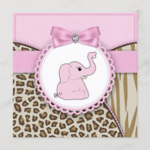 Roze Olifant Baby Meisje Shower Kaart