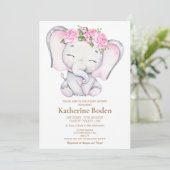 Roze olifant Baby shower (Staand voorkant)
