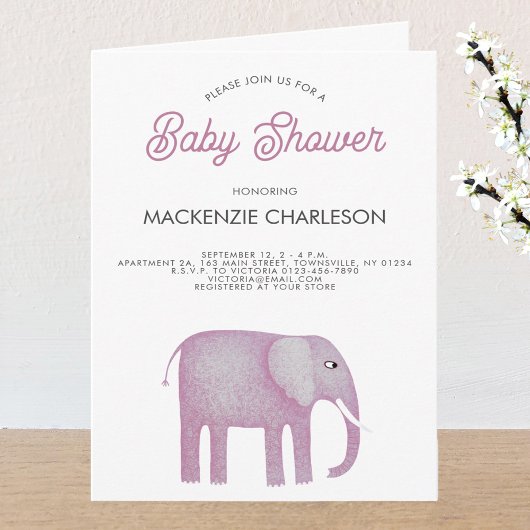 Roze olifant Baby shower